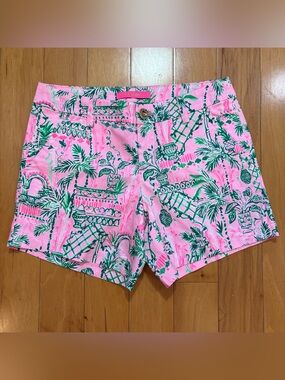 Lilly Pulitzer Callahan Stretch Shorts 00 Mandevilla Baby NWT Pink Palm Resort